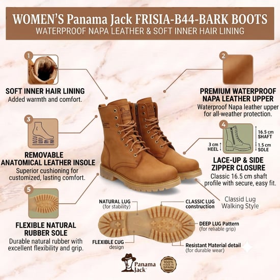 Panama Jack Waterdichte Warme Veterlaarzen van Bruin Leer voor Dames - Frisia-B44 - Image 2
