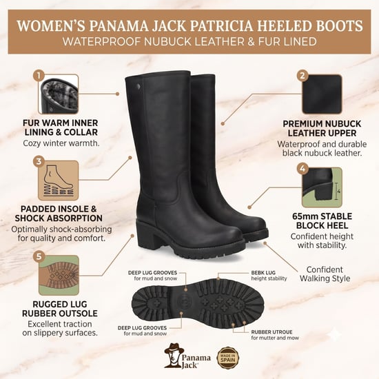 Panama Jack Waterdichte Hoge Winterlaarzen met Hak van Zwart Leer voor Dames - Patricia B17 - Image 2