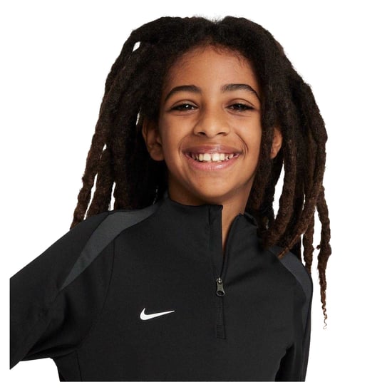 Nike Kinder-Swoosh-trui met kwartritssluiting van drillstof (Zwart/Wit) - Image 4
