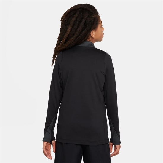 Nike Kinder-Swoosh-trui met kwartritssluiting van drillstof (Zwart) - Image 2