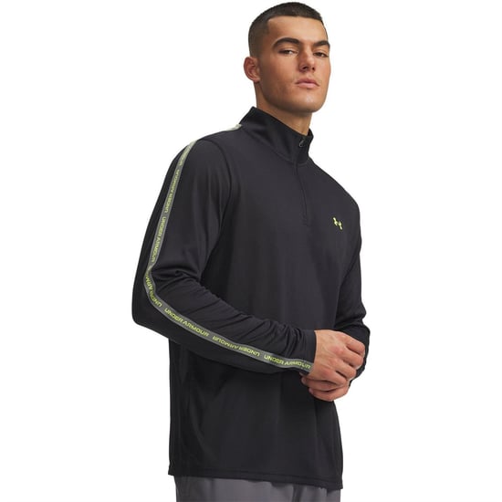 Under Armour Heren Tech Textured Half Zip Top (Zwart, Groen) - Image 1