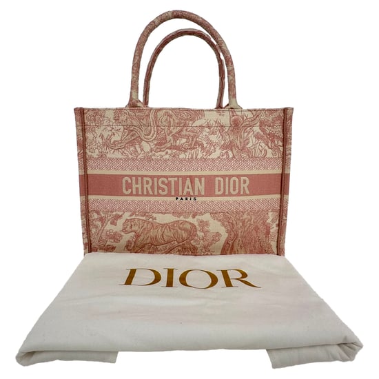 Dior Medium Book Tote Toile de Jouy geborduurde tas in roze canvas - Image 2