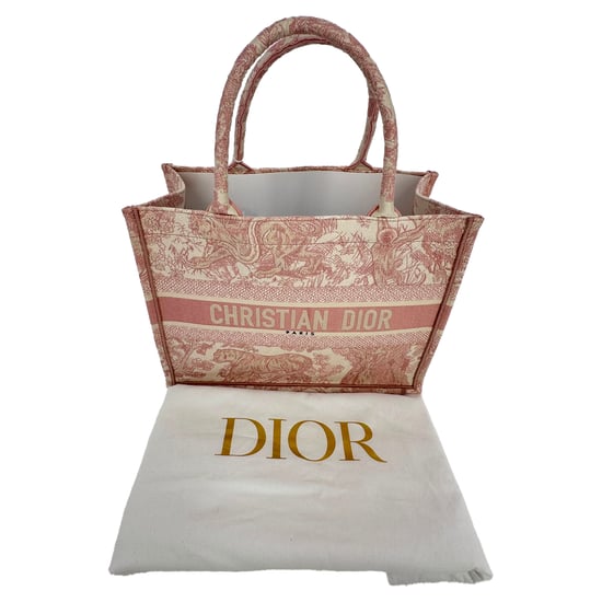 Dior Medium Book Tote Toile de Jouy geborduurde tas in roze canvas - Image 3