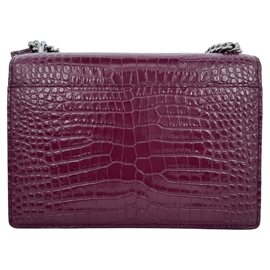 Saint Laurent Medium Sunset schoudertas met krokodillenprint in bordeauxrood leer - Image 6
