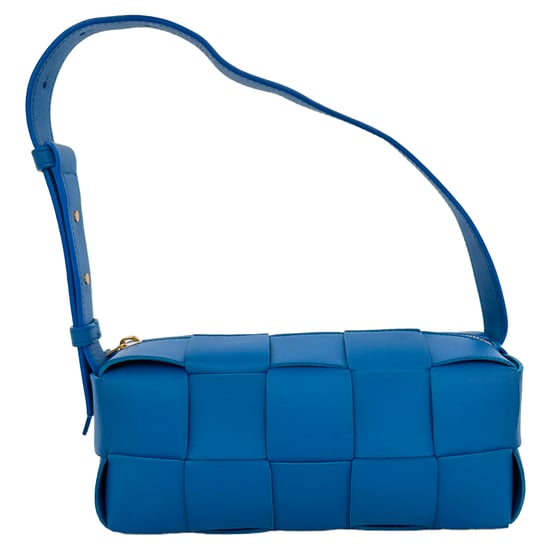 Bottega Veneta Small Brick Cassette schoudertas in blauw lamsleer - Image 1