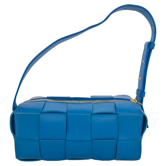 Bottega Veneta Small Brick Cassette schoudertas in blauw lamsleer - Image 3