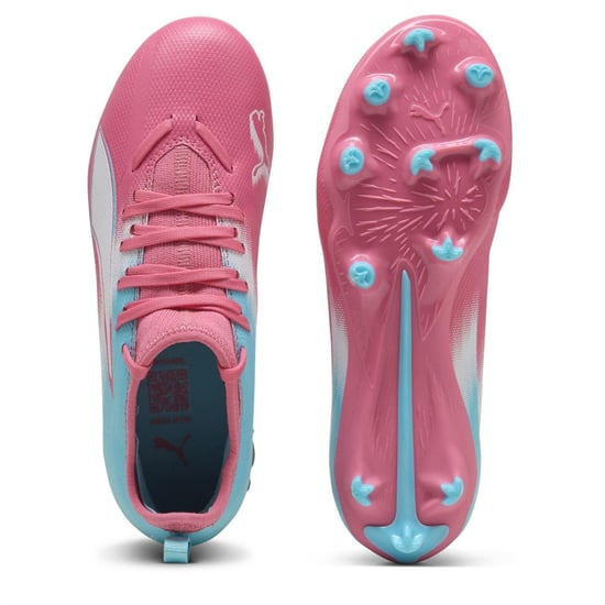 Puma Kinder/Kinder Ultra 5 Match Stevige Grond Voetbalschoenen (Roze/Wit) - Image 3