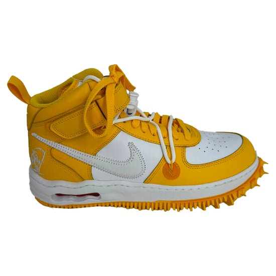 Nike x Off-White Air Force 1 Mid SP Sneakers in Wit en Varsity Geel Leer - Image 1