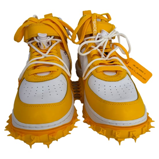 Nike x Off-White Air Force 1 Mid SP Sneakers in Wit en Varsity Geel Leer - Image 2