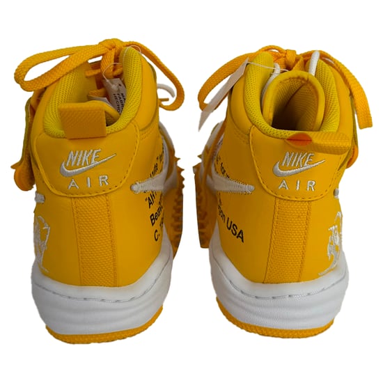 Nike x Off-White Air Force 1 Mid SP Sneakers in Wit en Varsity Geel Leer - Image 3