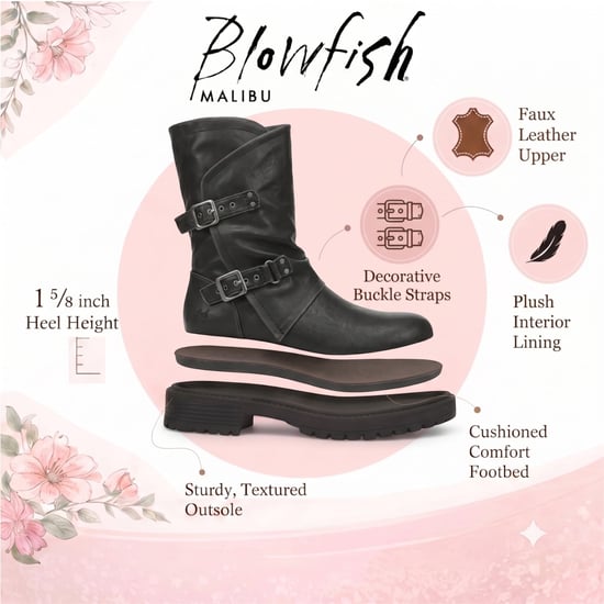 Blowfish Malibu dames halfhoge bikerlaarzen van zwart kunstleer - Venice-2 - Image 2