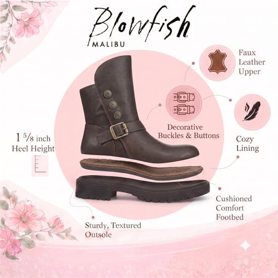 Blowfish Malibu dames winter bikerlaarzen van bruin kunstleer - Venice-Cozy - Image 2