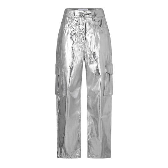 AmyLynn Cargo-broek met rechte pijpen en metallic-effect voor dames (Zilver) - Image 1