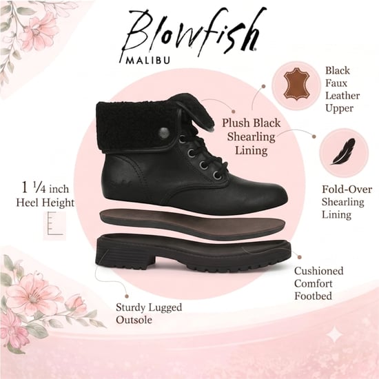 Blowfish Malibu dames winterlaarzen met veters van zwart kunstleer - Andy-Cozy - Image 2