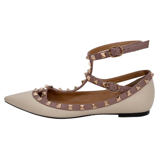 Valentino Garavani Rockstud Gevangen Ballerina's in Witte Leer - Image 2