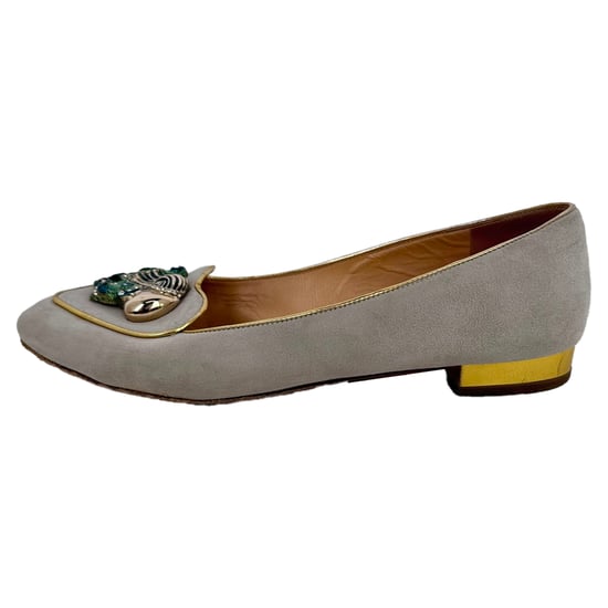 Charlotte Olympia Versierde Ballerina's in Grijs Suède - Image 3