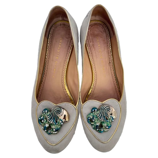 Charlotte Olympia Versierde Ballerina's in Grijs Suède - Image 5