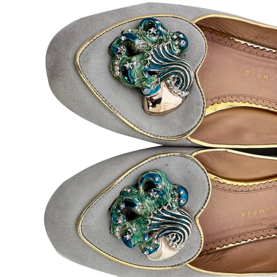 Charlotte Olympia Versierde Ballerina's in Grijs Suède - Image 6