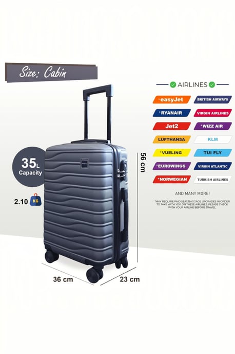 Harde Shell Grijze Cabine 48 x 37 x 20 cm Bagagekoffer - Reis - Image 3