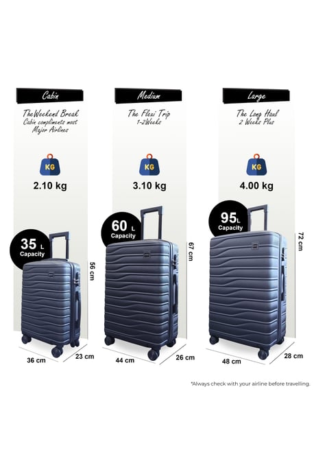 Hardshell zwarte 8-wiel bagagekoffer Tas Koffer Set - Vespera - Image 3