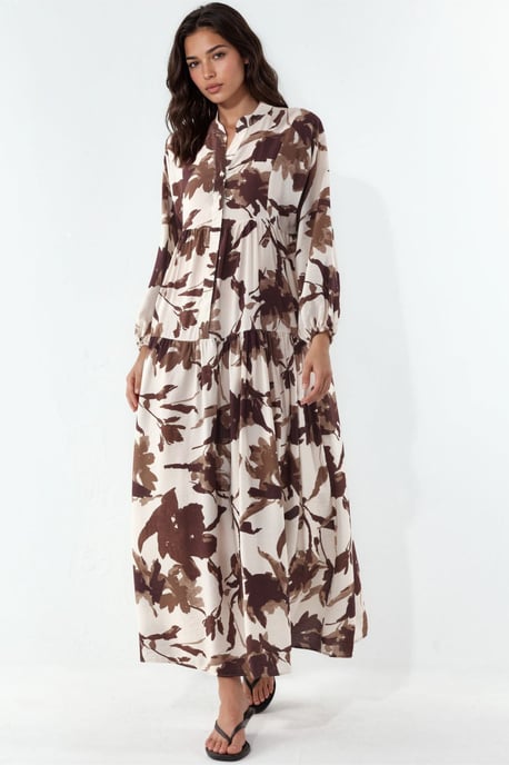 Florale Maxi-jurk met Mandarinekraag - Image 1