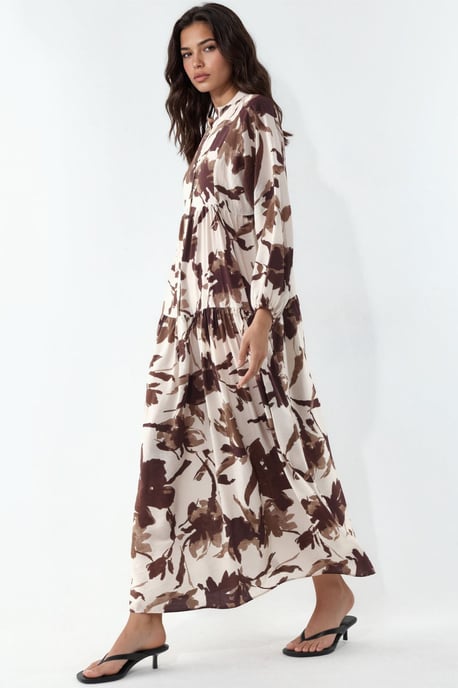 Florale Maxi-jurk met Mandarinekraag - Image 2