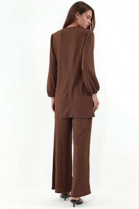Gelaagde Lange Mouwen Tuniek en Wijd Been Broek Set - Image 3
