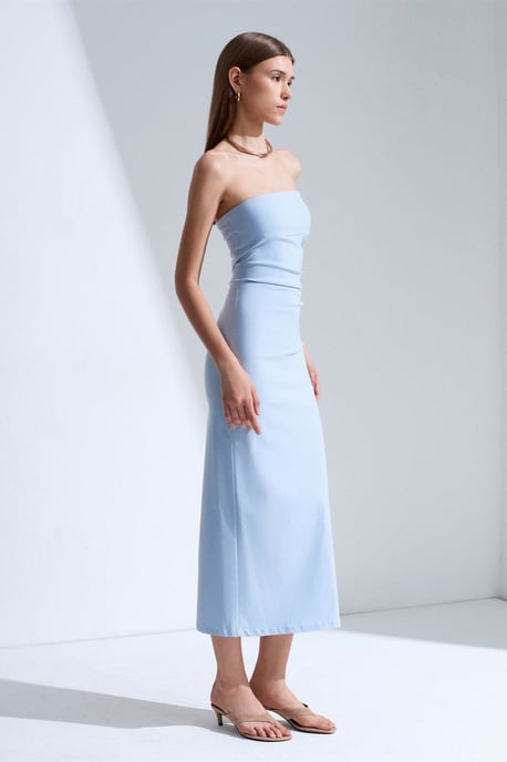 Strapless Bodycon Midi-jurk met Split - Image 1