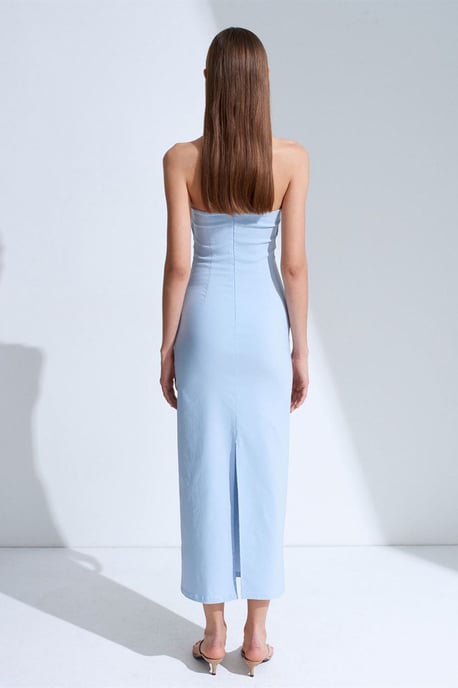 Strapless Bodycon Midi-jurk met Split - Image 2
