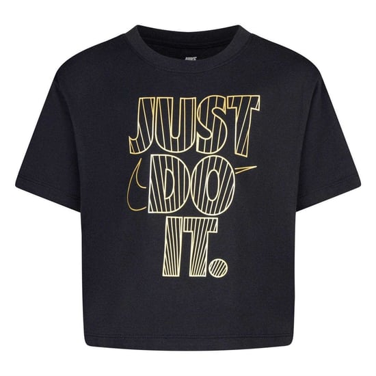 Nike Meisjes Just Do It Metallic Cropped Boxy T-Shirt (Zwart) - Image 1