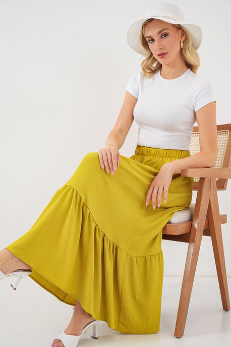 Gestructureerde Maxi Breirok met Elastische Taille - Image 3