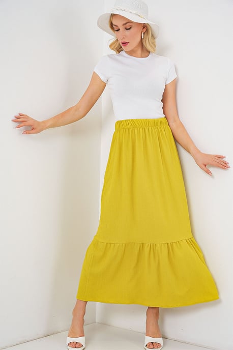 Gestructureerde Maxi Breirok met Elastische Taille - Image 5