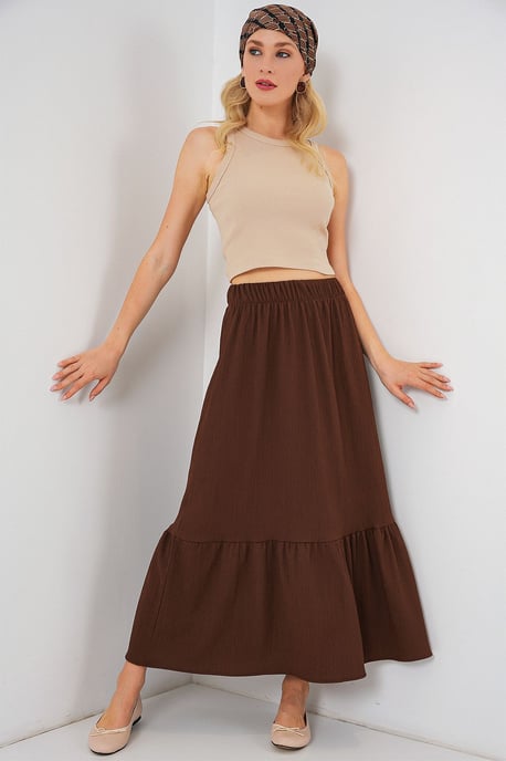 Gestructureerde Maxi Breirok met Elastische Taille - Image 1