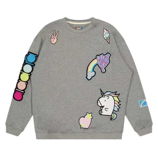 Diadora Sweatshirt met ronde hals en eenhoornmotief voor kinderen (Grijze Melange) - Image 1