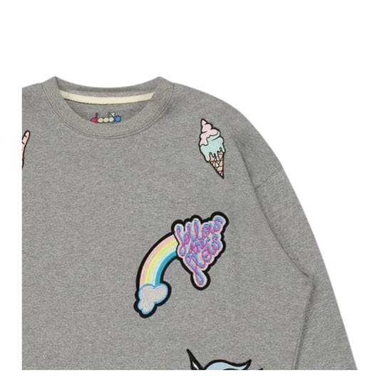 Diadora Sweatshirt met ronde hals en eenhoornmotief voor kinderen (Grijze Melange) - Image 3