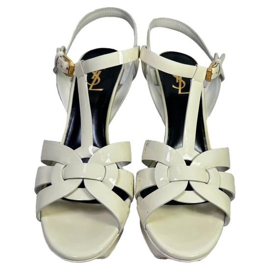 Yves Saint Laurent Tribute platform sandalen in wit lakleer - Image 3