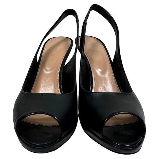 Sergio Rossi Peep-Toe Slingback Pumps in Zwart Leer - Image 2