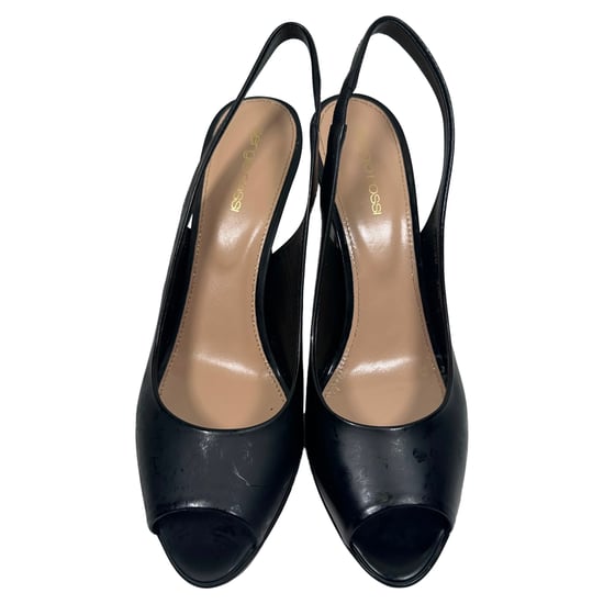 Sergio Rossi Peep-Toe Slingback Pumps in Zwart Leer - Image 3