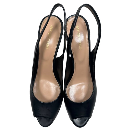 Sergio Rossi Peep-Toe Slingback Pumps in Zwart Leer - Image 4