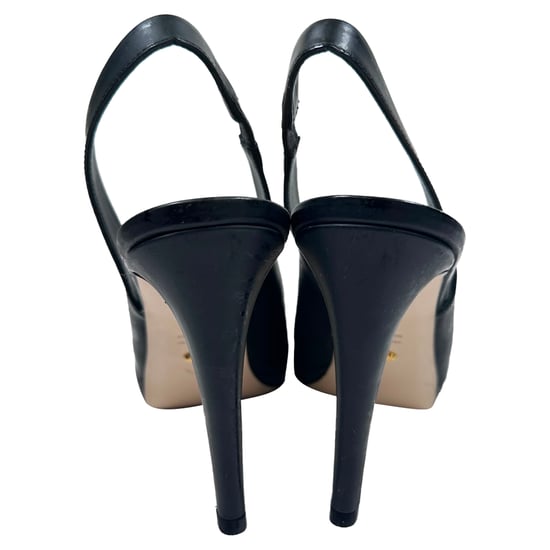 Sergio Rossi Peep-Toe Slingback Pumps in Zwart Leer - Image 6