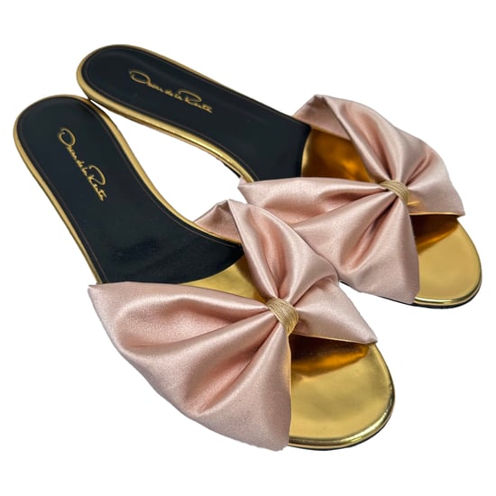 Oscar De La Renta teenslippers met strik in roze satijn - Image 5