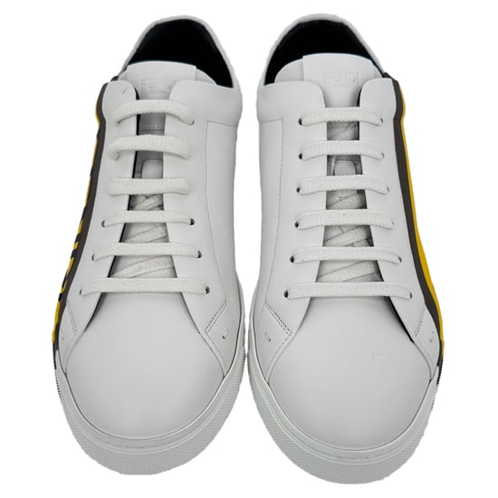 Fendi lage sneakers met logo-print in wit leer - Image 3