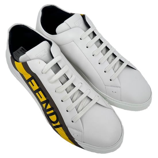 Fendi lage sneakers met logo-print in wit leer - Image 5