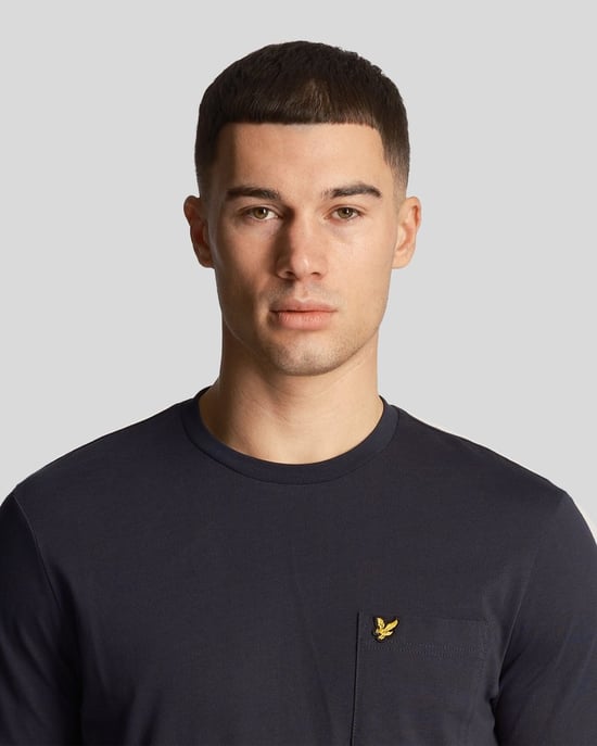 Lyle Scott zak op de borst Donker marineblauw T-shirt - Image 2