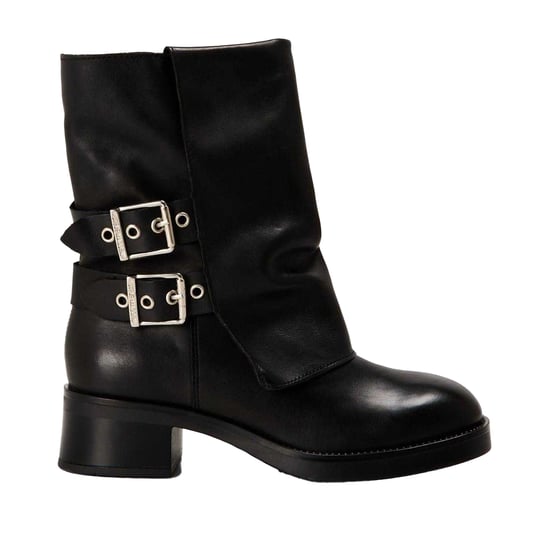 Steve Madden Dames Bonfire Trench Metallic Blokhak Enkellaarsjes (Zwart) - Image 1