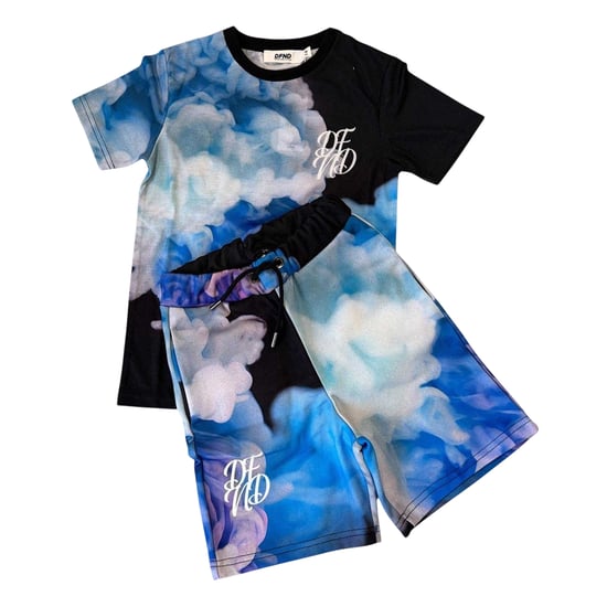 DFND London Kinderen Cloud Print T-Shirt & Shorts Set (Meerdere Keuzes) - Image 3