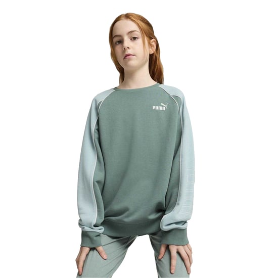 Puma Kinderen Sportstijl Relaxed Fit Raglan Lange Mouwen Sweatshirt (Groen/Maan) - Image 3