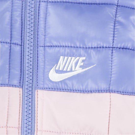 Nike Baby-sneeuwpak met capuchon, lange mouwen en geruit patroon (Roze schuim) - Image 3