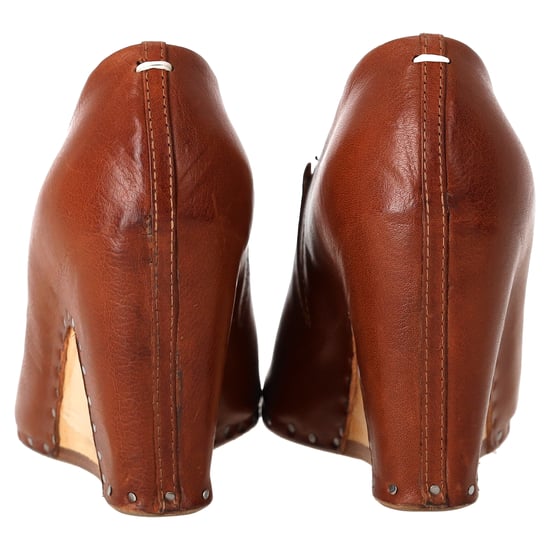 Maison Margiela Geopende Teenzool Piped Wedge in Tan Leer - Image 3