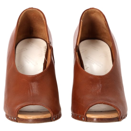 Maison Margiela Geopende Teenzool Piped Wedge in Tan Leer - Image 4